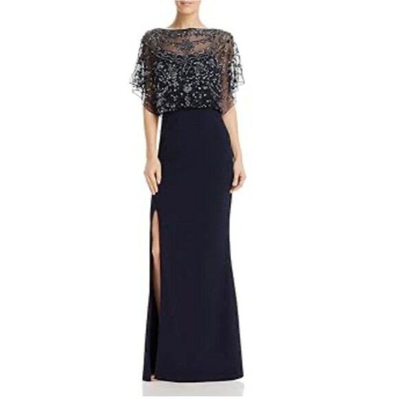 Aidan Mattox Dress 4 Blue Sequin Formal Long Maxi Cruise Party Wedding $450 NEW - Picture 4 of 16